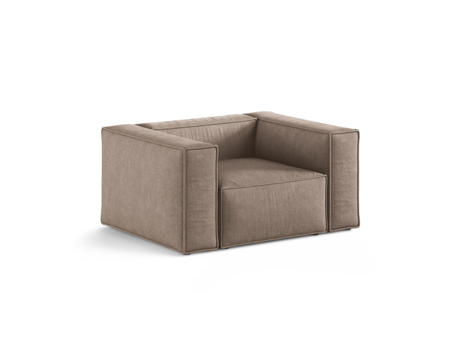 Eleganter 1-Sitzer Sessel Aveiro in stilvollem Cappuccino-Liberty, ideal für moderne Wohnräume, von Cosmopolitan Design.