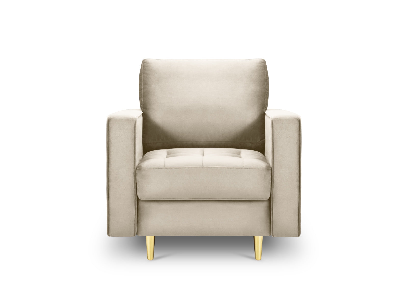 Eleganter 1-Sitzer Sessel Aspen in stilvollem Dunkelbeige, ideal für moderne Wohnräume, präsentiert von Cosmopolitan Design.