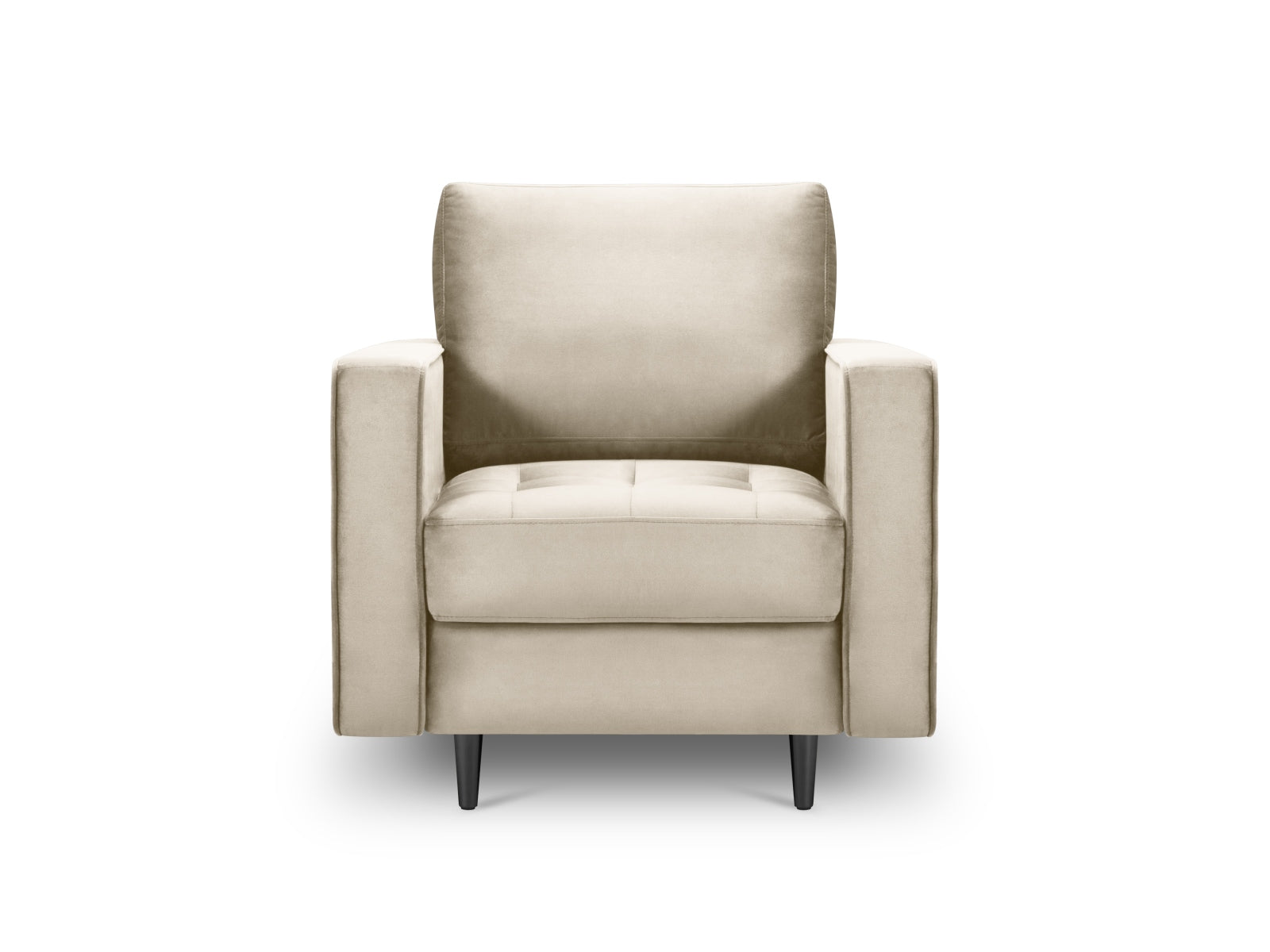 Stilvoller 1-Sitzer Sessel Aspen in edlem Dunkelbeige, perfekt für zeitgemäße Inneneinrichtungen, designt von Cosmopolitan Design.