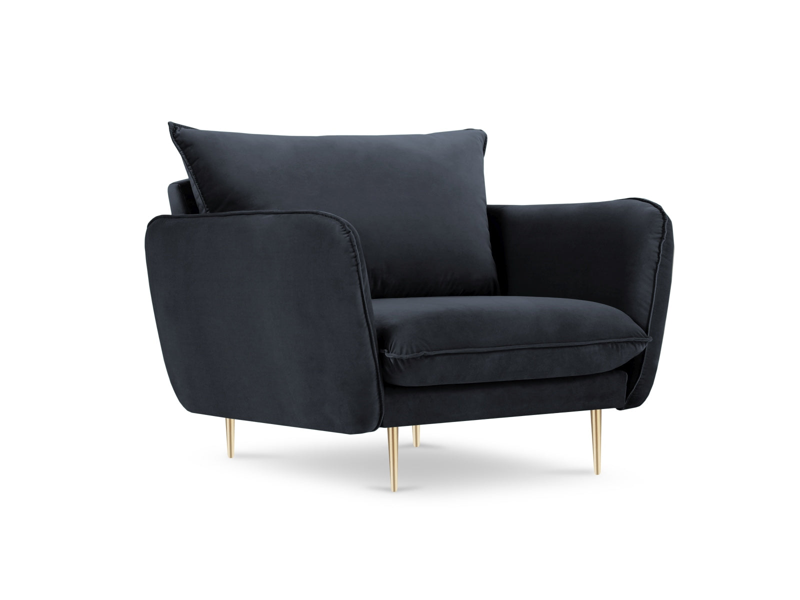 Vienna Velour Sessel 1 Sitz 94cm in Dark Blue/Gold präsentiert im Onlineshop von KAQTU Design AG. Sessel ist von Cosmopolitan Design