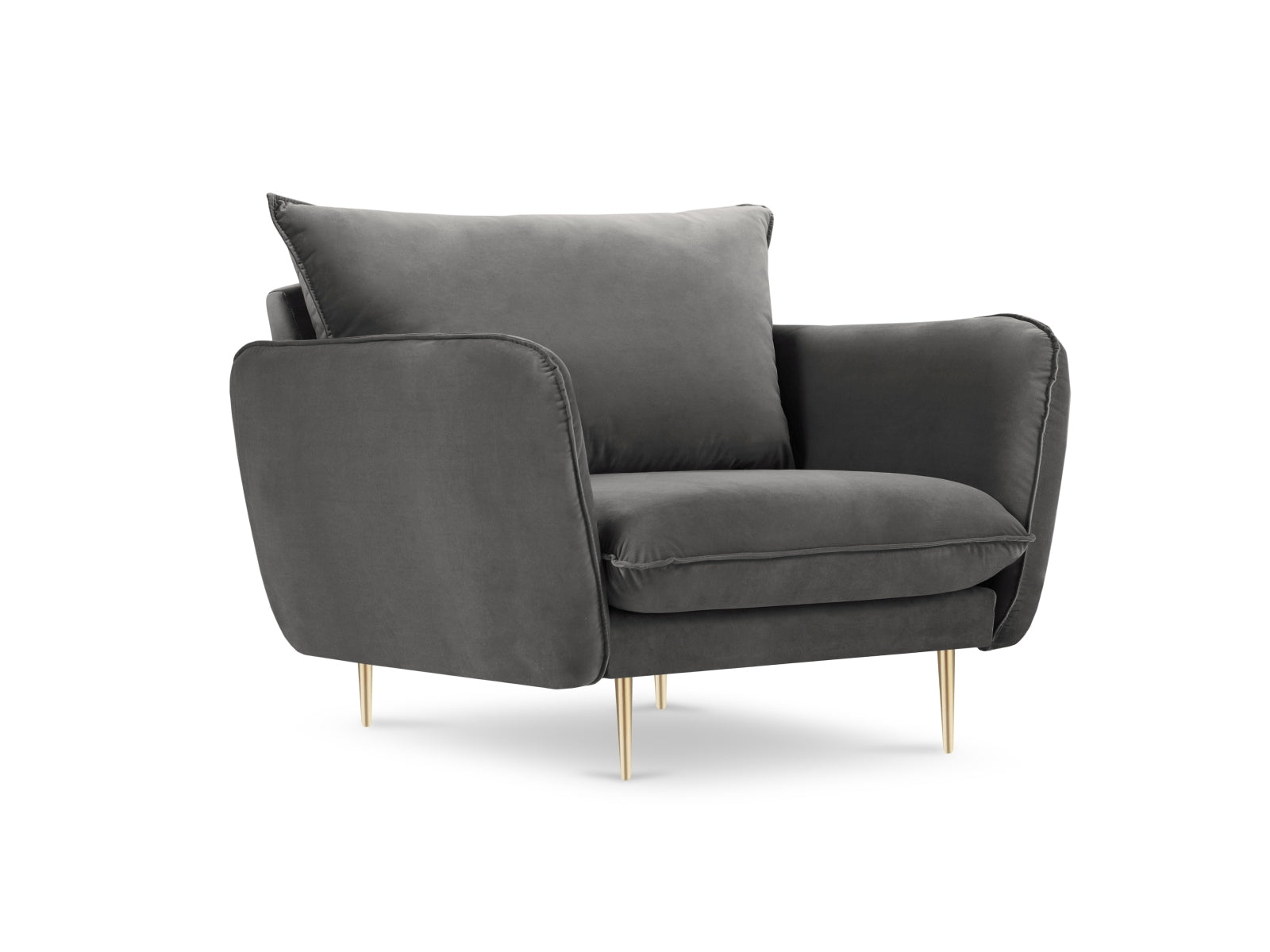 Vienna Velour Sessel 1 Sitz 94cm in Grey/Gold präsentiert im Onlineshop von KAQTU Design AG. Sessel ist von Cosmopolitan Design