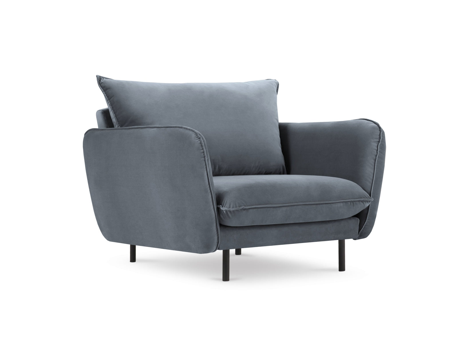 Vienna Velour Sessel 1 Sitz 94cm in Blue Grey/Schwarz präsentiert im Onlineshop von KAQTU Design AG. Sessel ist von Cosmopolitan Design