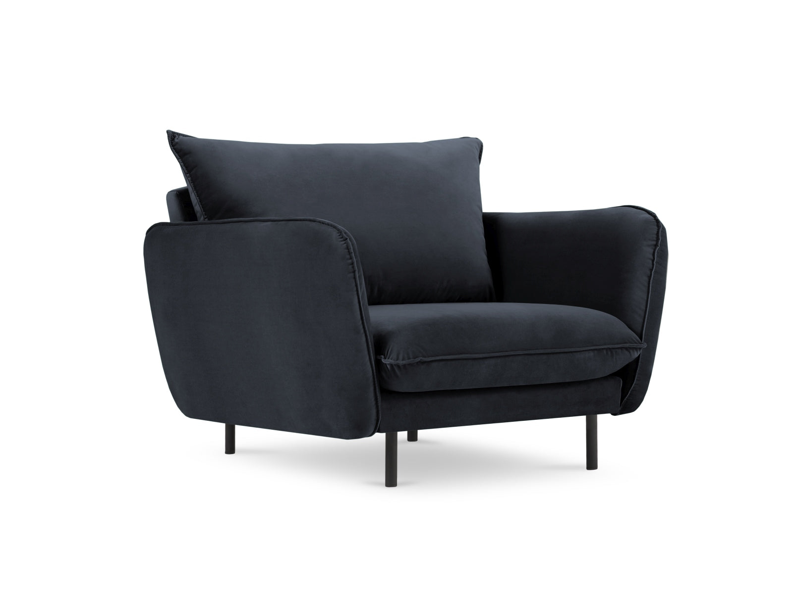 Vienna Velour Sessel 1 Sitz 94cm in Dark Blue/Schwarz präsentiert im Onlineshop von KAQTU Design AG. Sessel ist von Cosmopolitan Design