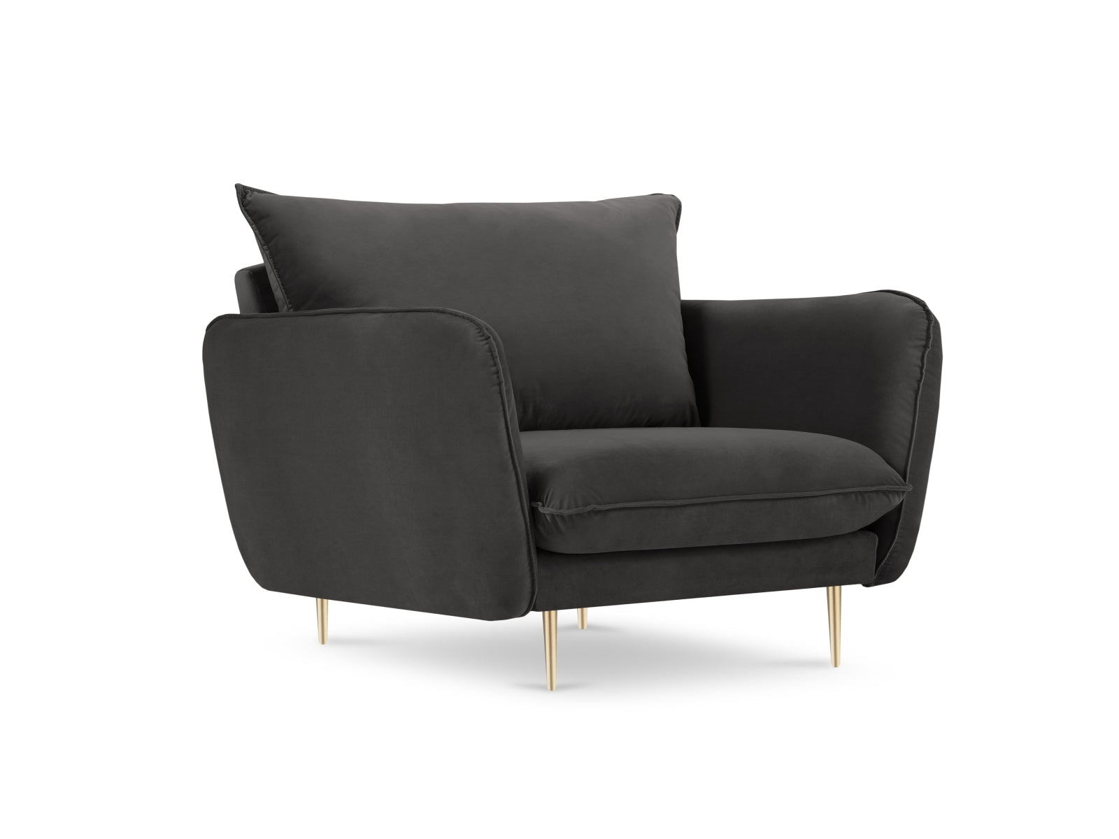 Vienna Velour Sessel 1 Sitz 94cm in Dark Grey/Gold präsentiert im Onlineshop von KAQTU Design AG. Sessel ist von Cosmopolitan Design