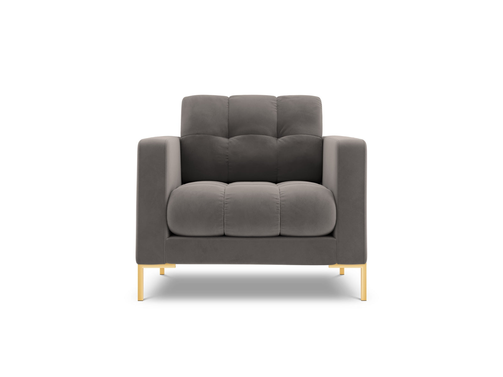 Moderner 1-Sitzer Sessel Bali in zartem Light Grey-Bluvel, perfekt für gemütliche Ecken und stilvolle Einrichtung von Cosmopolitan Design.