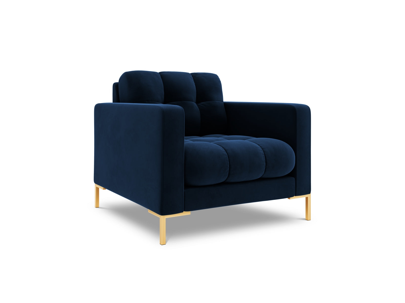 Eleganter 1-Sitzer Sessel Bali in Royal Blue-Bluvel, ideal für stilvolle Akzente und gemütliche Stunden in jedem Wohnraum.