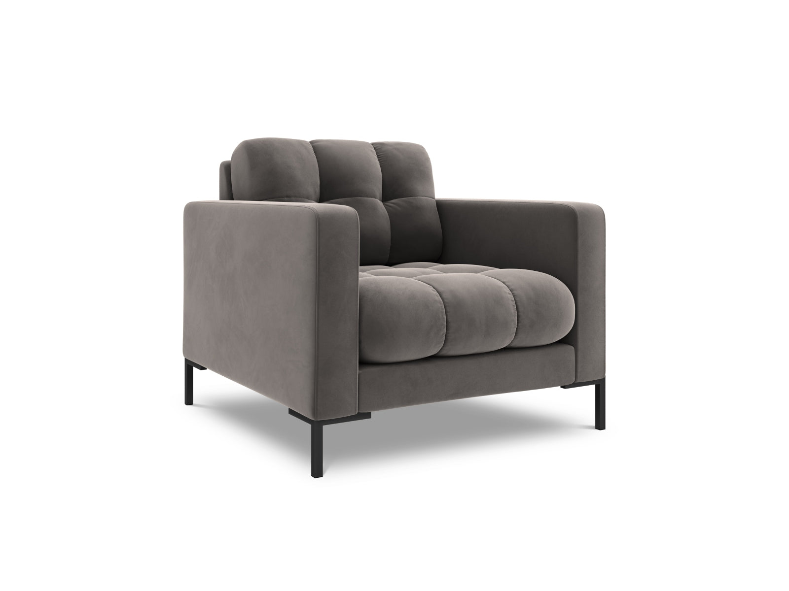 Eleganter 1-Sitzer Sessel Bali in sanftem Light Grey-Bluvel, ideal für stilvolle Wohnräume, präsentiert von Cosmopolitan Design.