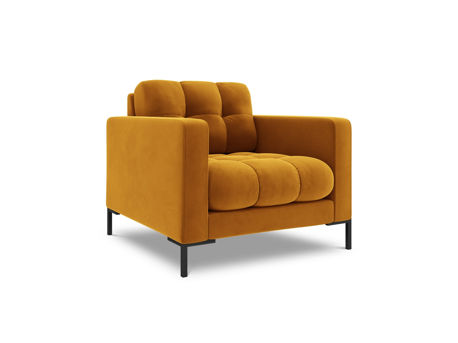 Eleganter 1-Sitzer Sessel Bali in strahlendem Gelb, ideal für stilvolle Wohnräume, präsentiert von Cosmopolitan Design.