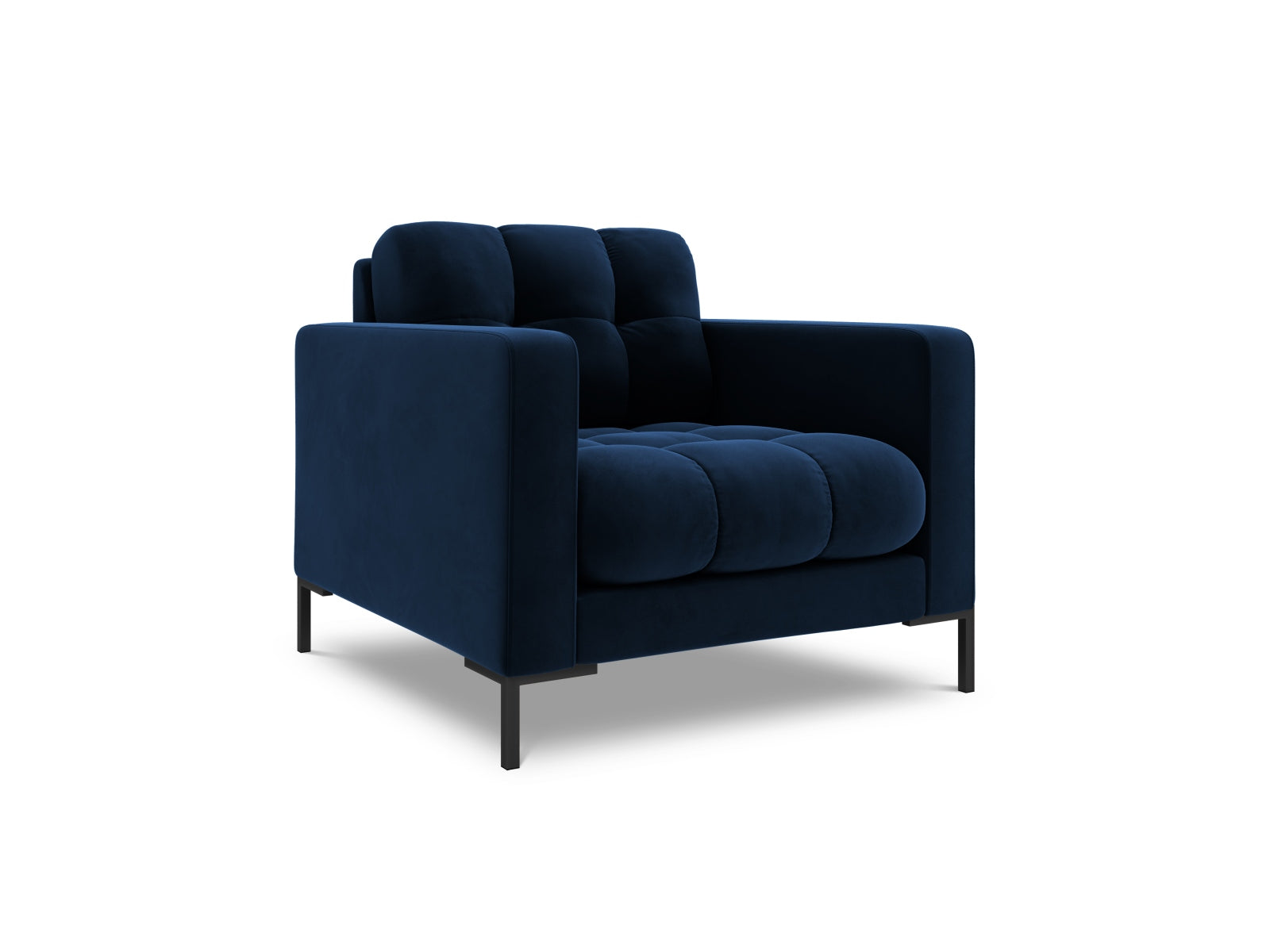 Eleganter 1-Sitzer Sessel Bali in Royal Blue-Bluvel, stilvoll und modern, ideal für jedes Wohnambiente von Cosmopolitan Design.