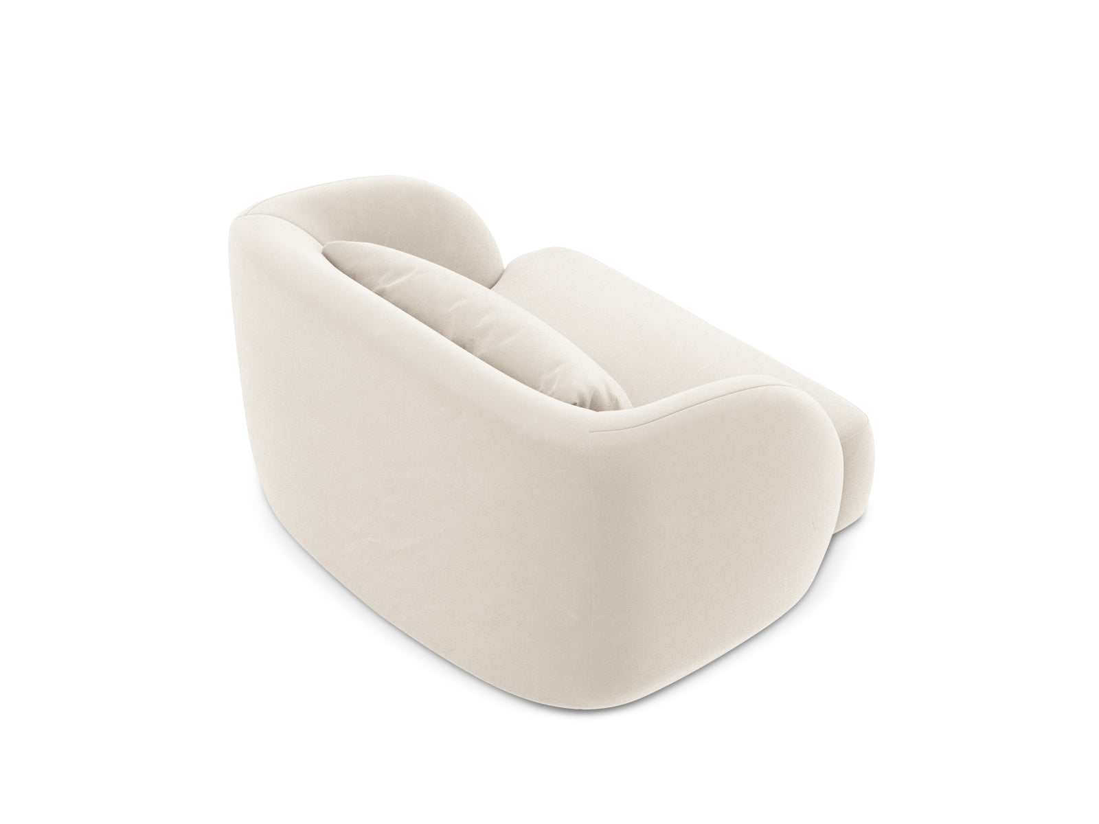 Eleganter Tulum Velour Sessel in sanftem Beige, ideal für stilvolle Wohnräume. Komfortabler Einzelsitz mit luxuriösem Bezug.