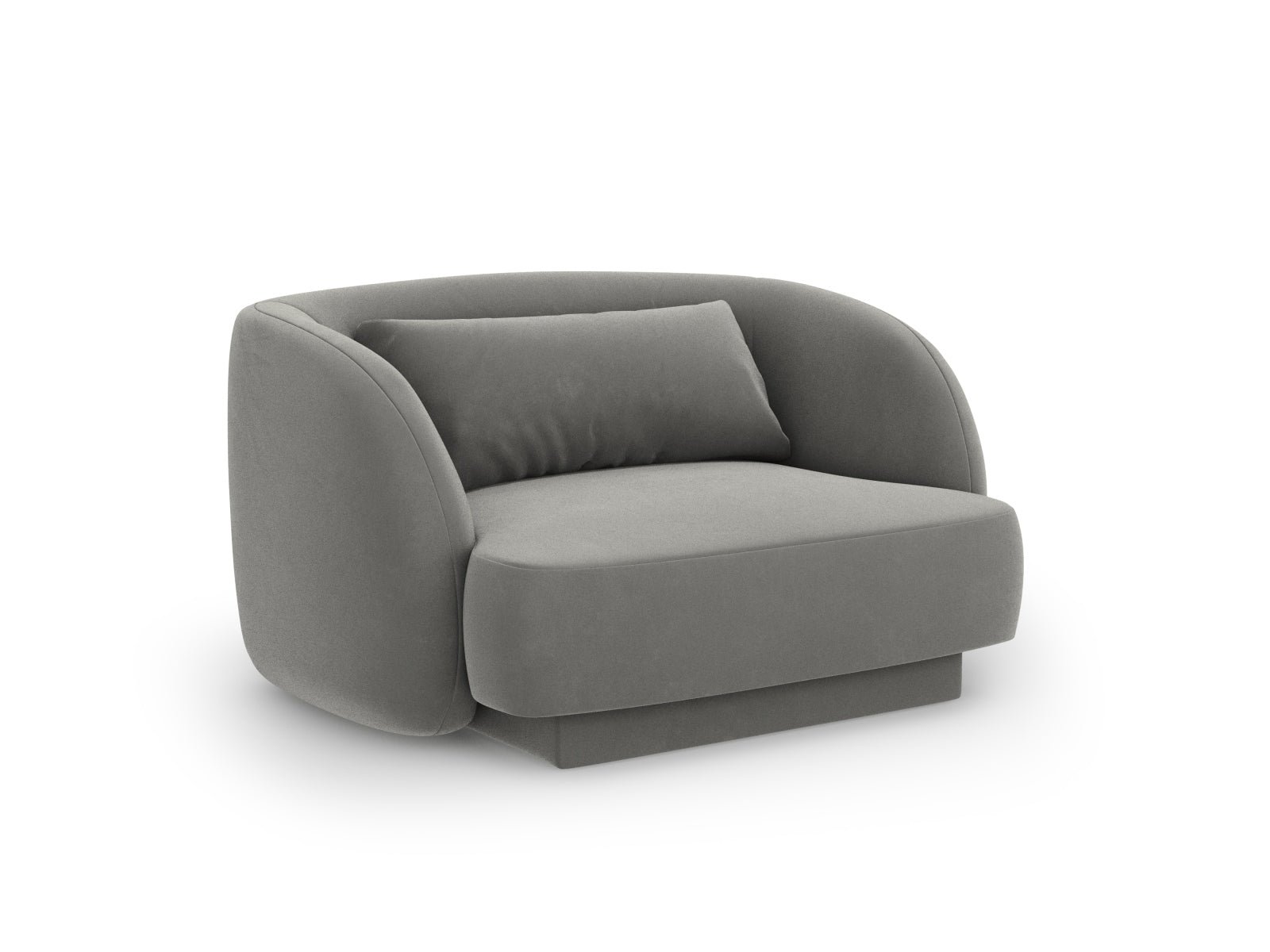 Moderner Tulum Velour Sessel in zartem Grau, perfekt für gemütliche Ecken. Hochwertiger Einzelsitz mit ansprechender Optik.