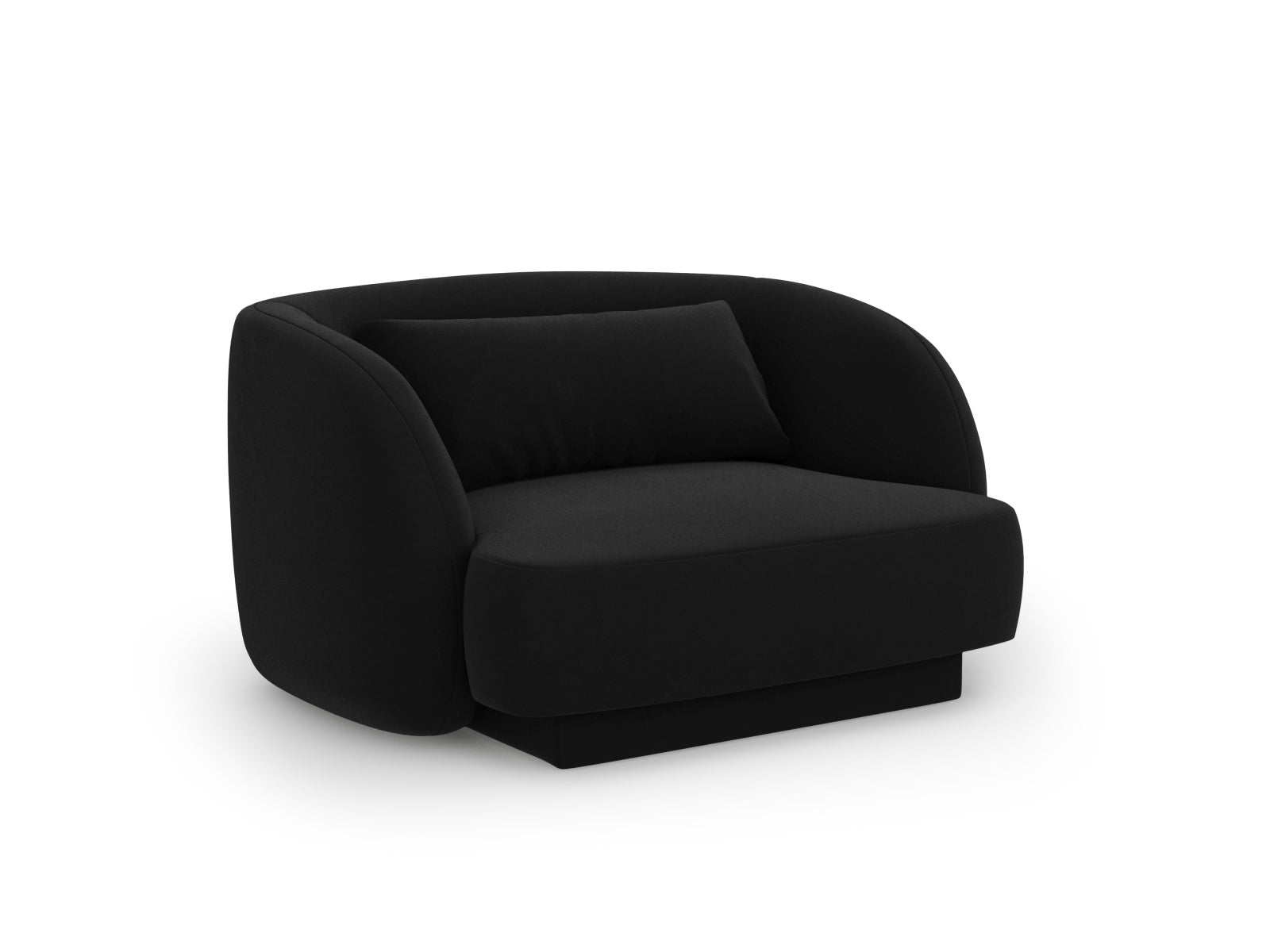 Moderner Tulum Velour Sessel in edlem Schwarz-Bluvel, 90 cm, perfekt für gemütliche und stilvolle Einrichtungsideen von Cosmopolitan Design.