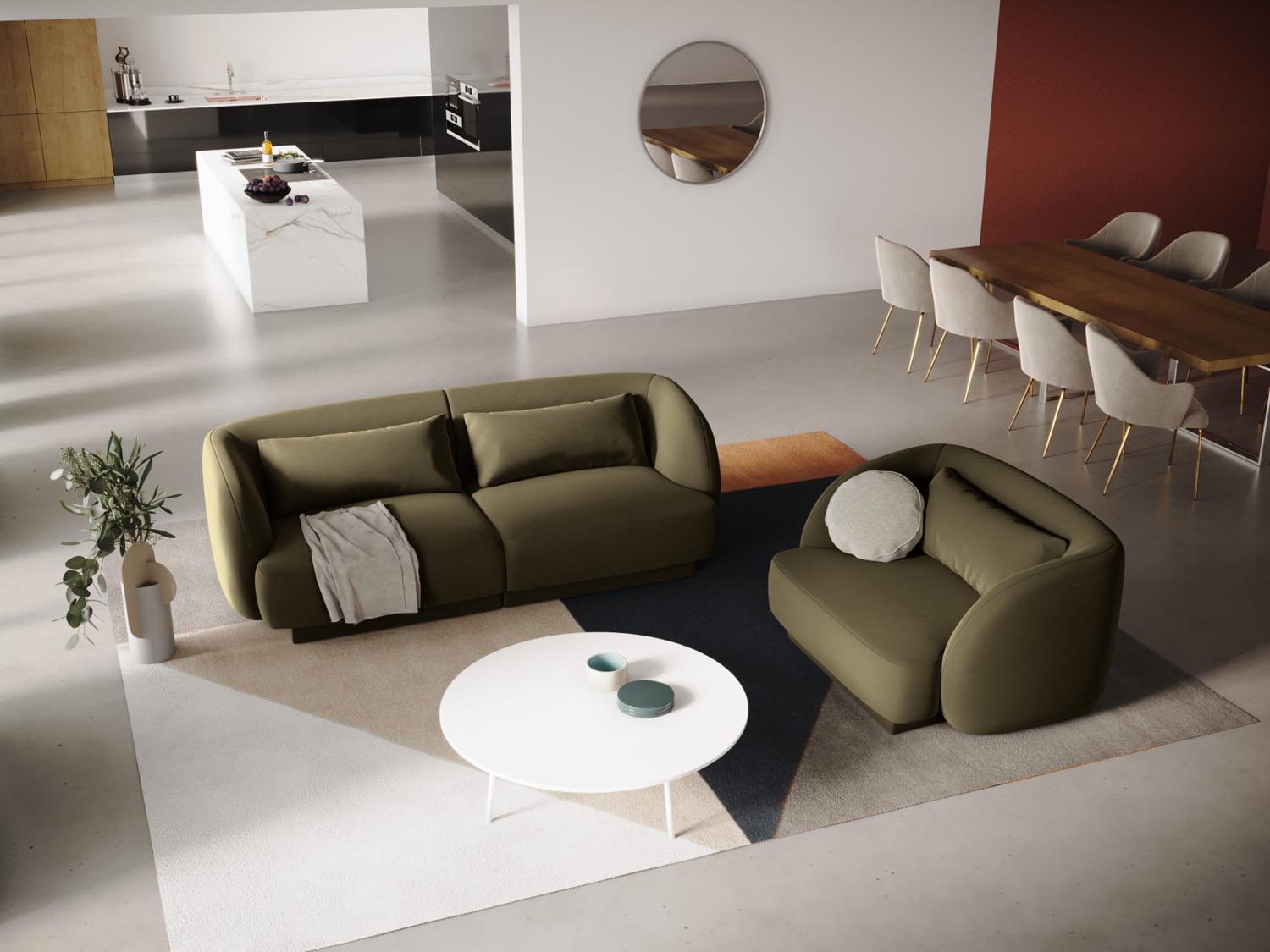 Eleganter Tulum Velour Sessel in Green-Bluvel, 90 cm, ideal für stilvolle Wohnräume, präsentiert von Cosmopolitan Design.