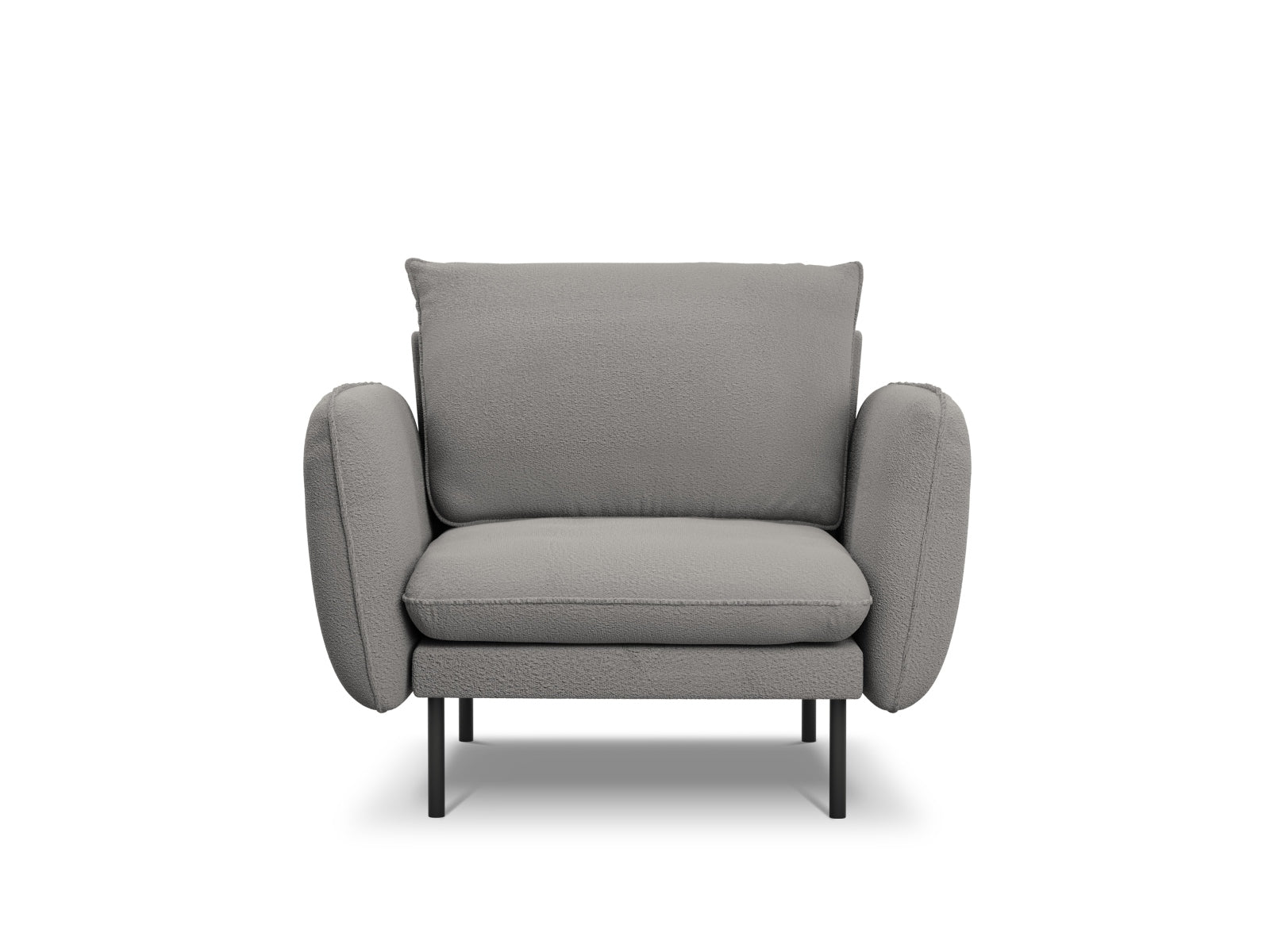 Stylischer Vienna Boucle Sessel mit einem Platz, 94 cm, in ansprechendem Grau/Schwarz, perfekt für zeitgemäße Inneneinrichtungen.