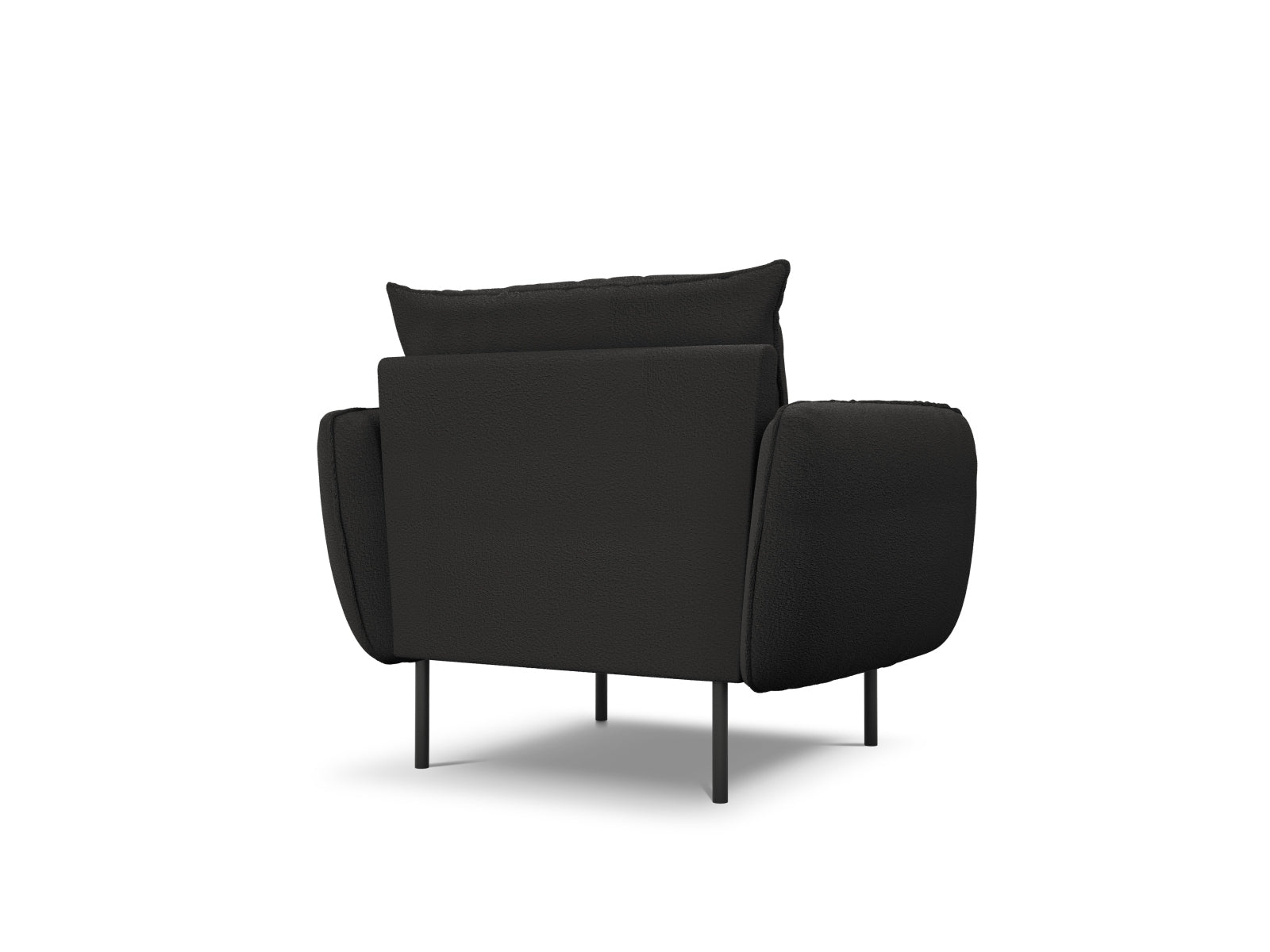 Eleganter Boucle Sessel in Schwarz, 94 cm, von Cosmopolitan Design – ideal für stilvolle Wohnräume und gemütliche Leseecken.