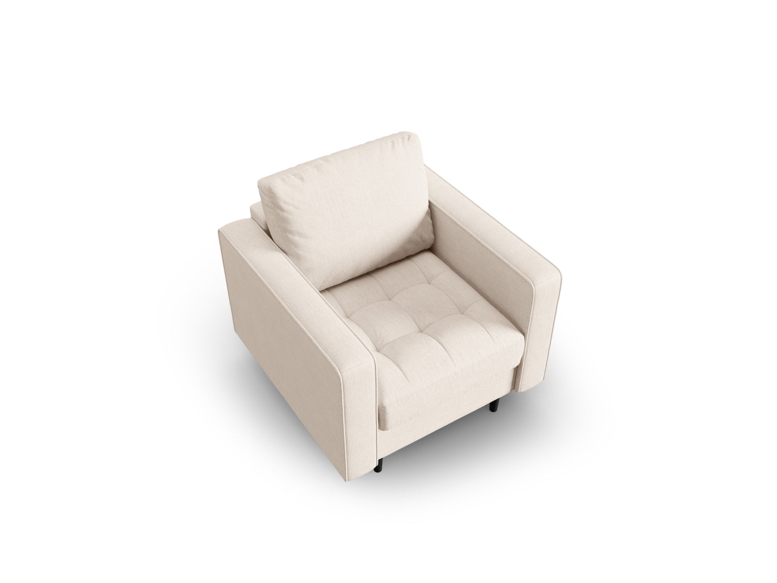 Moderner 1-Sitzer Sessel Aspen in warmem Beige, perfekt für gemütliche Ecken und stilvolle Einrichtung, von Cosmopolitan Design.
