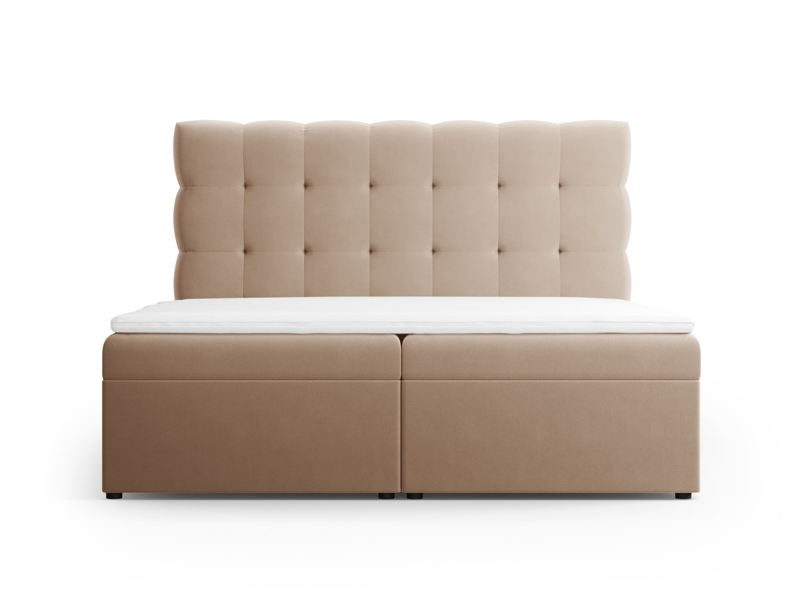 Elegantes Boxspring Bett Set Bali in 140 cm Breite, stilvolles Beige-Bluvel, ideal für modernen Schlafkomfort.