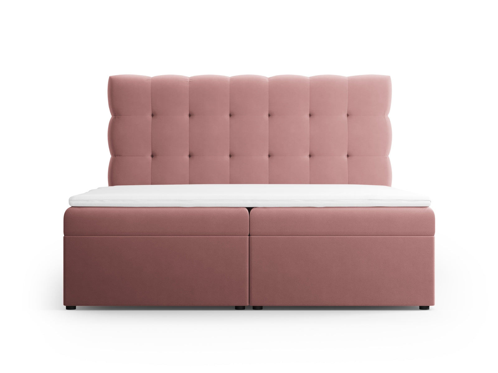 Elegantes Boxspring Bett Set Bali in 140 cm Breite, stilvolles Pink-Bluvel, ideal für moderne Schlafzimmer, von Cosmopolitan Design.