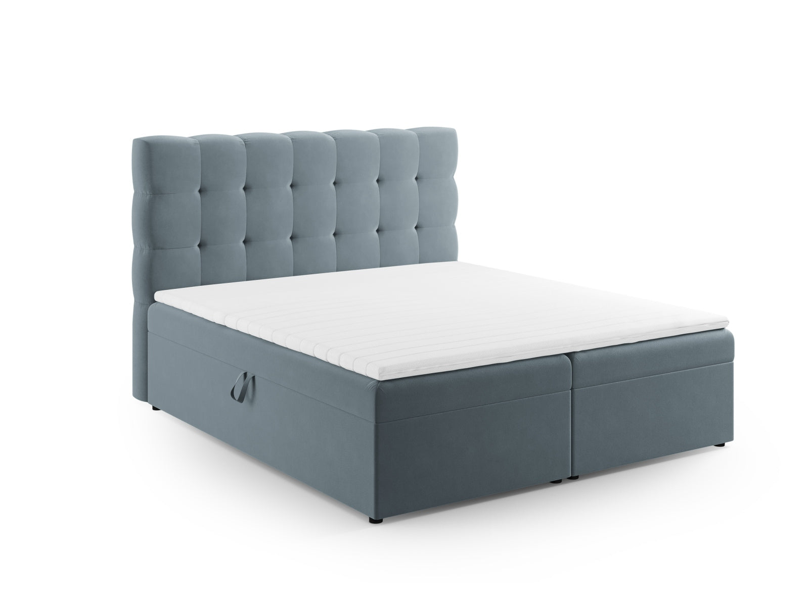 Boxspring Bett Set Bali 140cm in Light Blue-Bluvel präsentiert im Onlineshop von KAQTU Design AG. Bett ist von Cosmopolitan Design