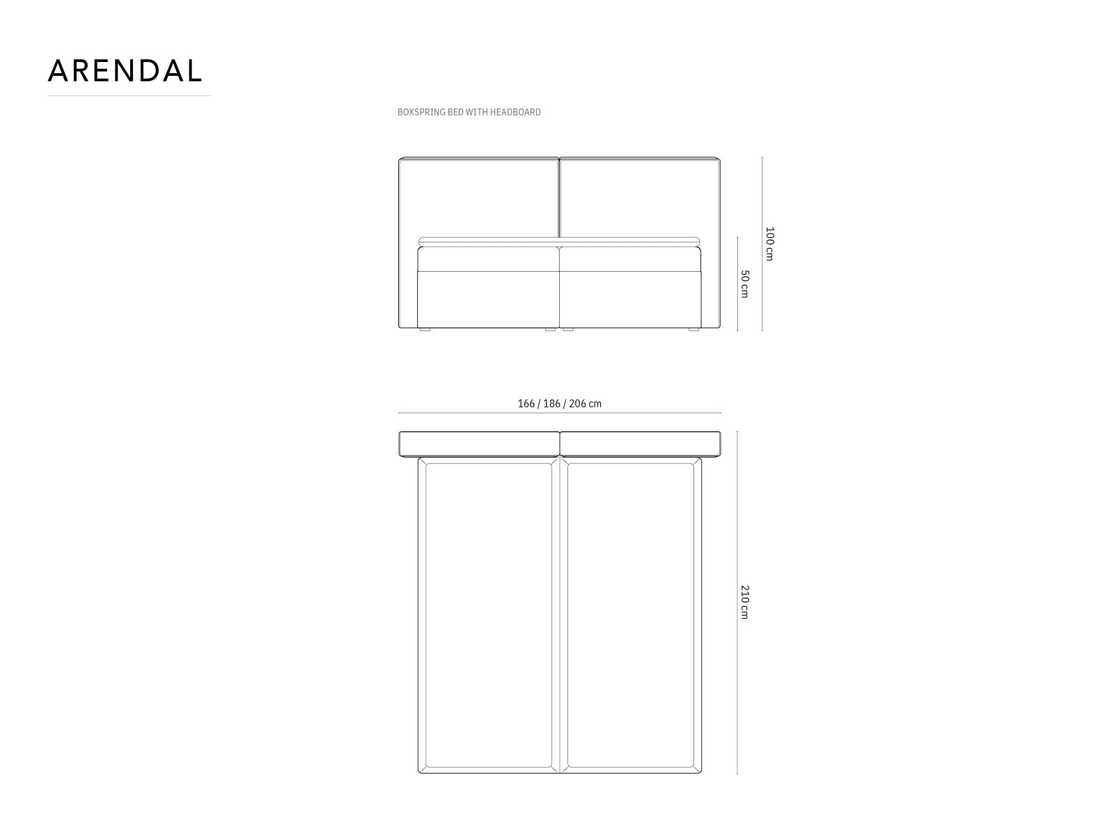 Arendal Boxspring Bed Set  186cm in Light Blue präsentiert im Onlineshop von KAQTU Design AG. Bett ist von Cosmopolitan Design