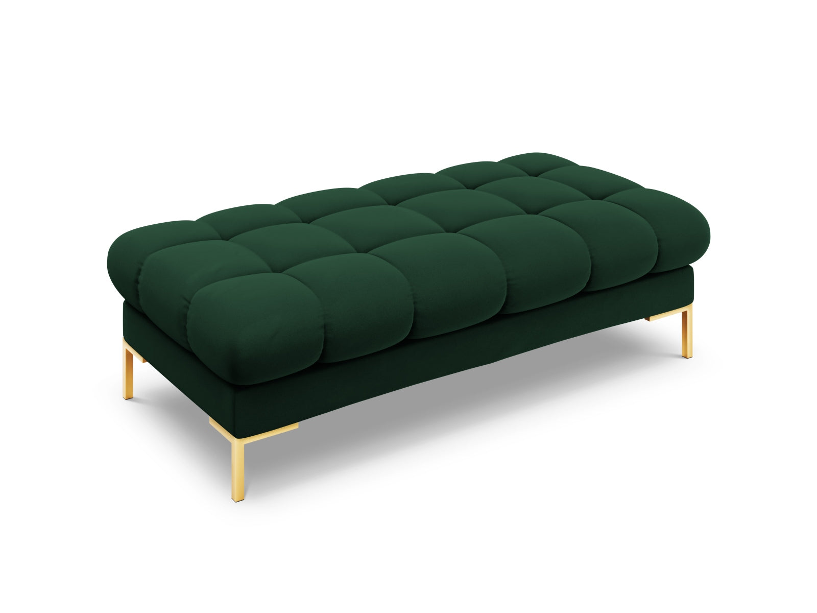 Elegante 2-Sitzer Bank Bali in luxuriösem Bottle Green-Bluvel, ideal für moderne Wohnkonzepte und Teil der vielseitigen Sofakollektion von Cosmopolitan Design.