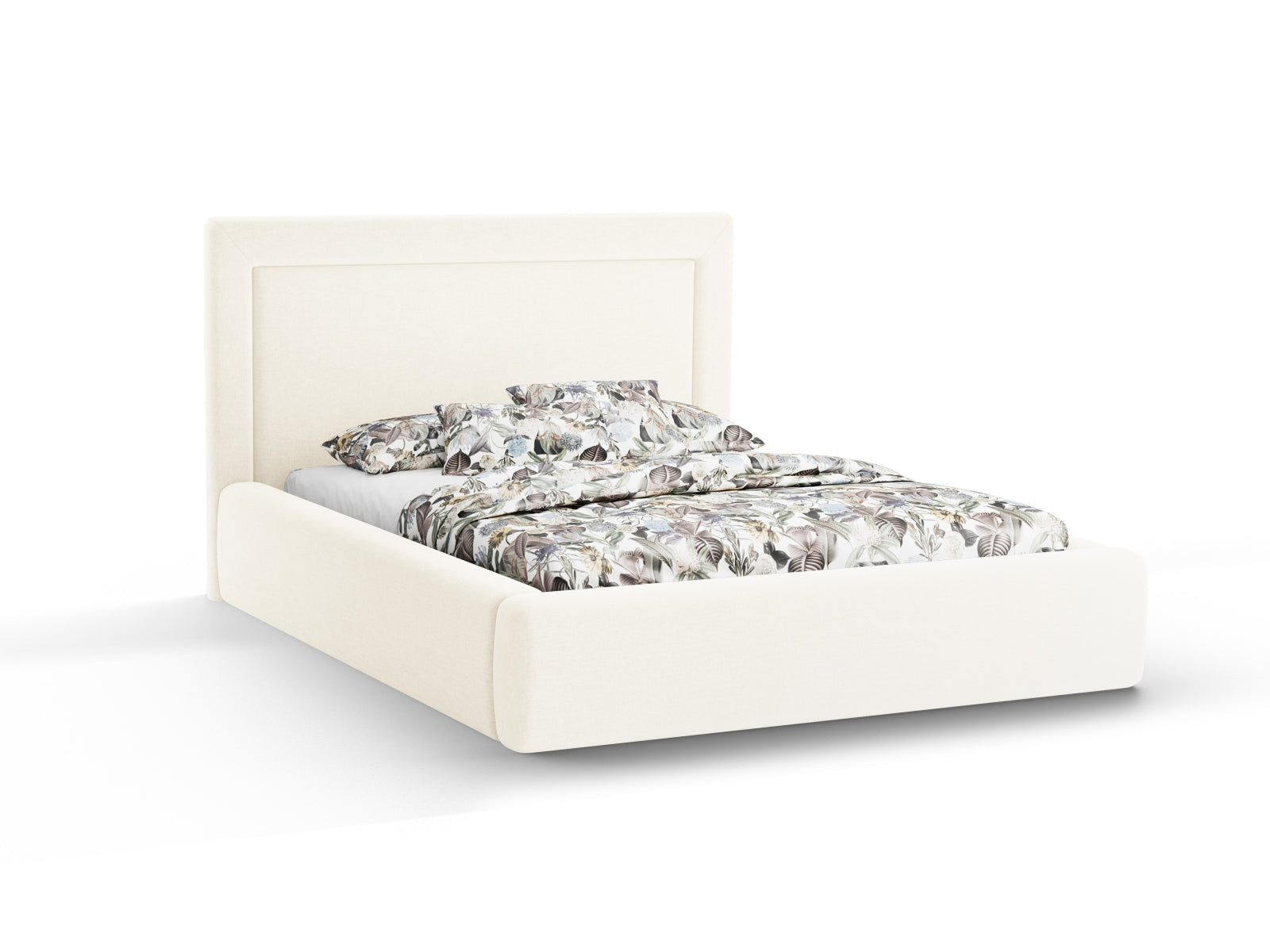 Kremer Bett mit Stauraum mit Kopfteil in White-Baloo präsentiert im Onlineshop von KAQTU Design AG. Bett ist von Cosmopolitan Design