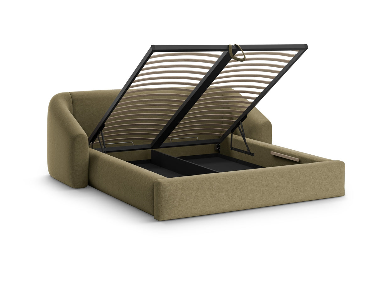 Campi Bett mit Stauraum und Headboard 140cm in Green-Moly präsentiert im Onlineshop von KAQTU Design AG. Bett ist von Cosmopolitan Design