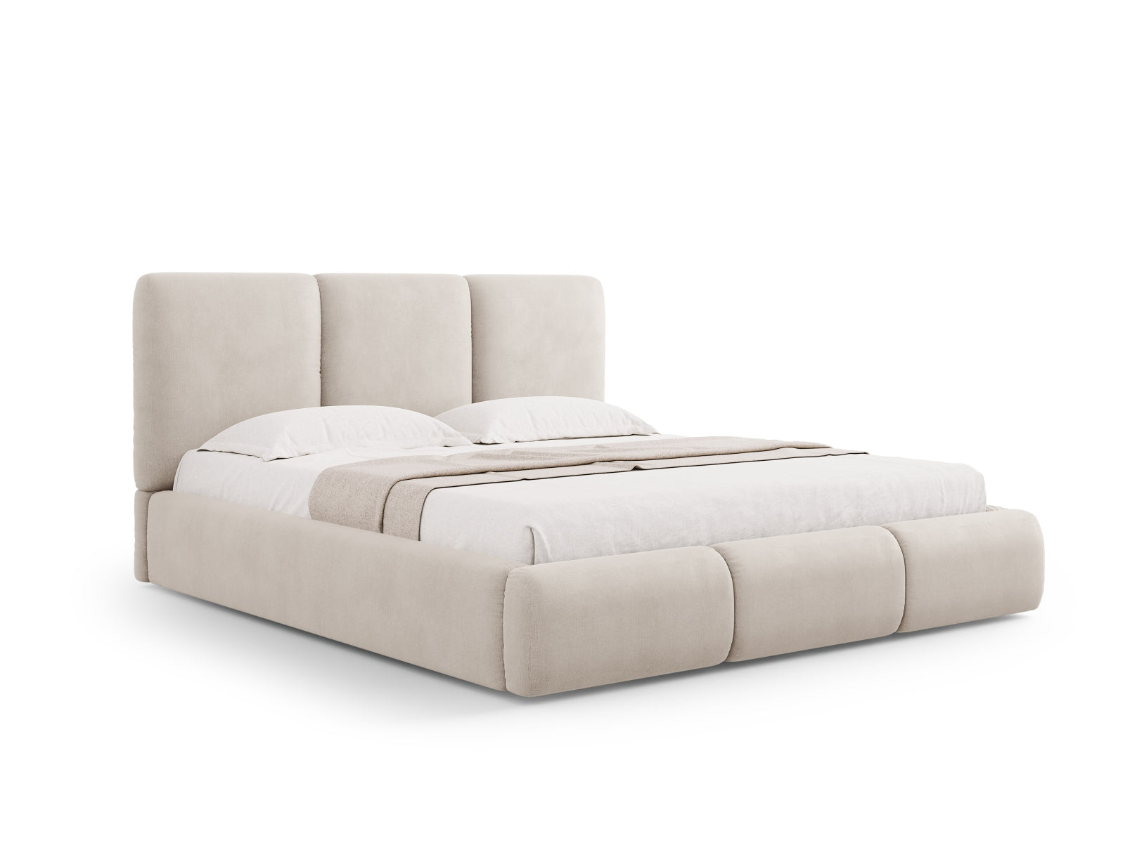 Nicolas Bett mit Stauraum und Headboard  in Beige präsentiert im Onlineshop von KAQTU Design AG. Bett ist von Cosmopolitan Design