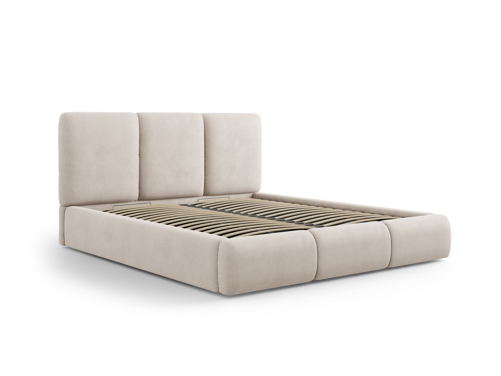 Nicolas Bett mit Stauraum und Headboard  in Beige präsentiert im Onlineshop von KAQTU Design AG. Bett ist von Cosmopolitan Design