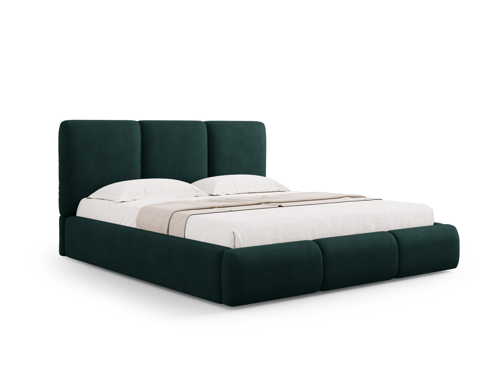 Nicolas Bett mit Stauraum und Headboard  in Bottle Green präsentiert im Onlineshop von KAQTU Design AG. Bett ist von Cosmopolitan Design