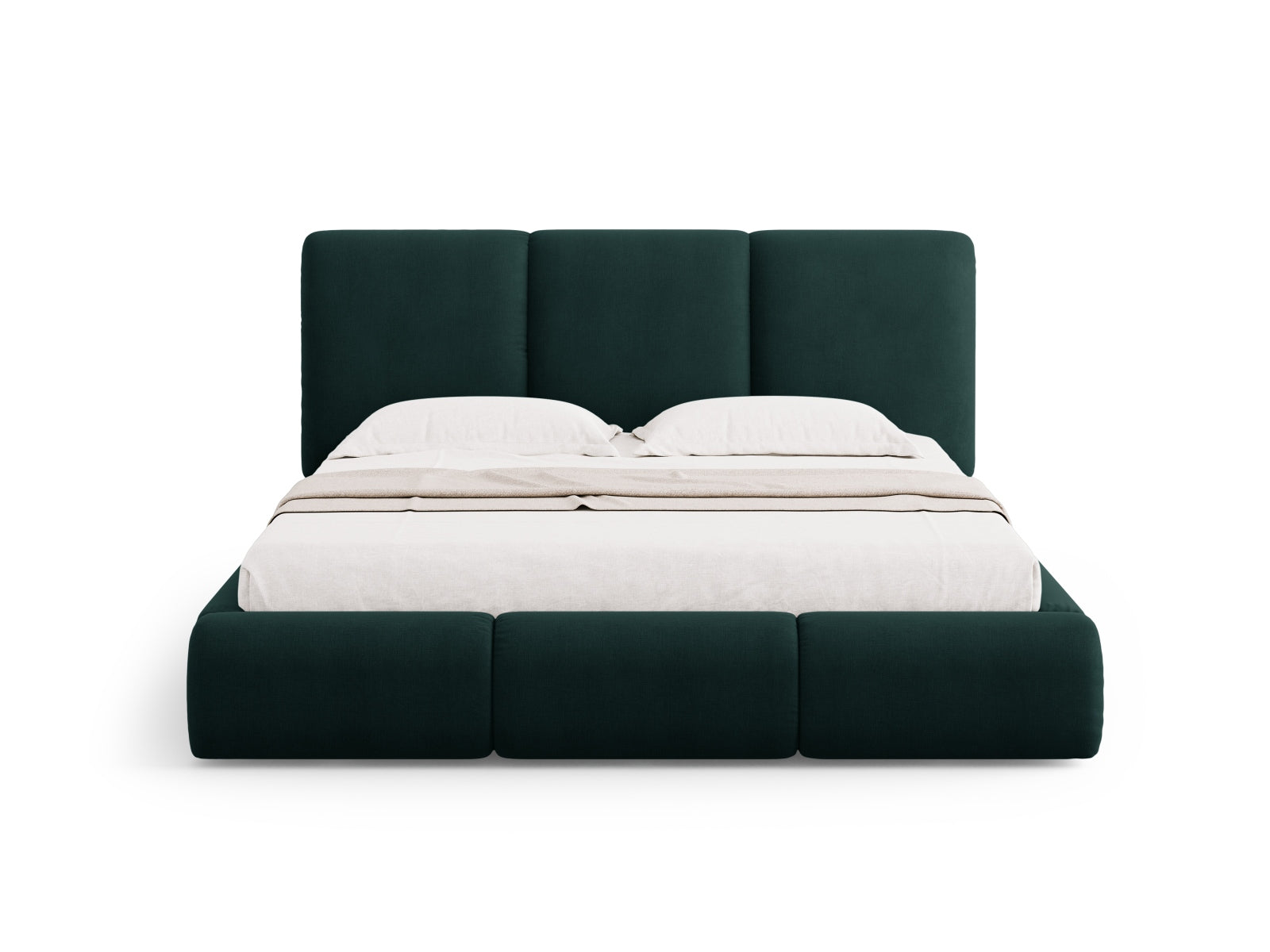 Nicolas Bett mit Stauraum und Headboard  in Bottle Green präsentiert im Onlineshop von KAQTU Design AG. Bett ist von Cosmopolitan Design