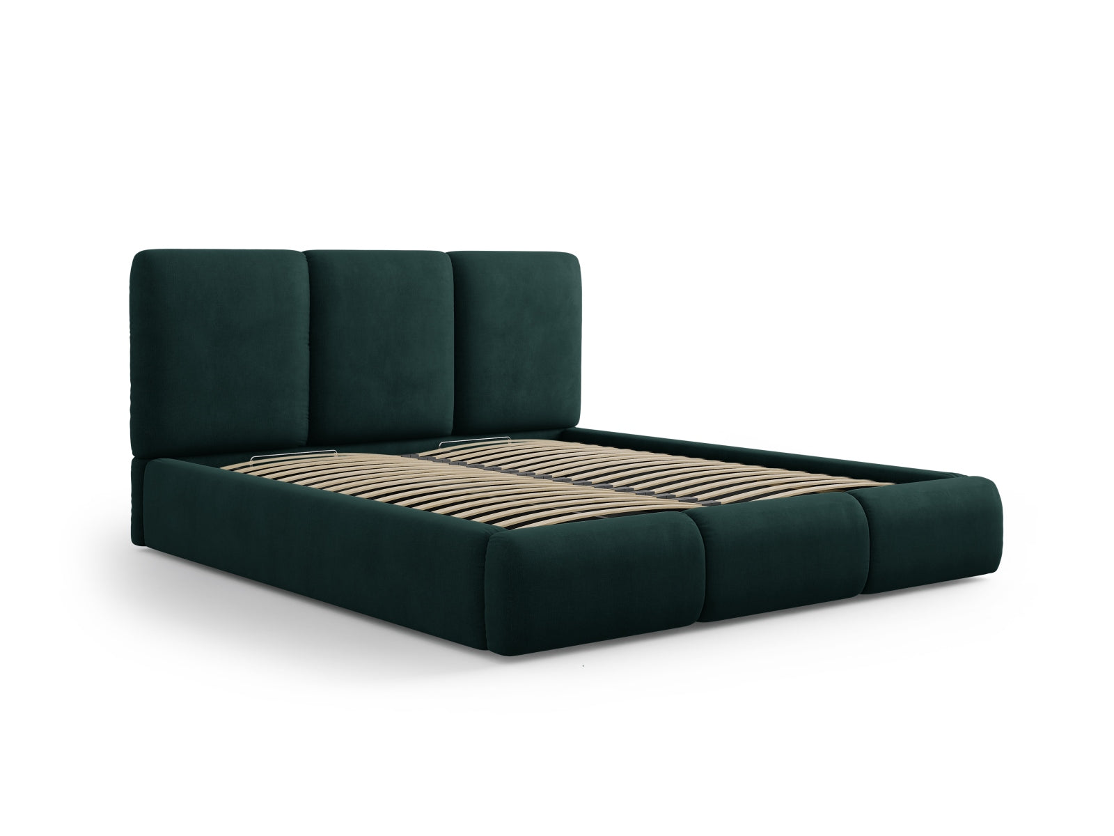 Nicolas Bett mit Stauraum und Headboard  in Bottle Green präsentiert im Onlineshop von KAQTU Design AG. Bett ist von Cosmopolitan Design