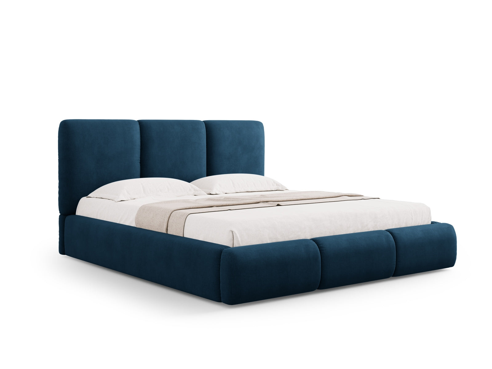 Nicolas Bett mit Stauraum und Headboard  in Royal Blue präsentiert im Onlineshop von KAQTU Design AG. Bett ist von Cosmopolitan Design