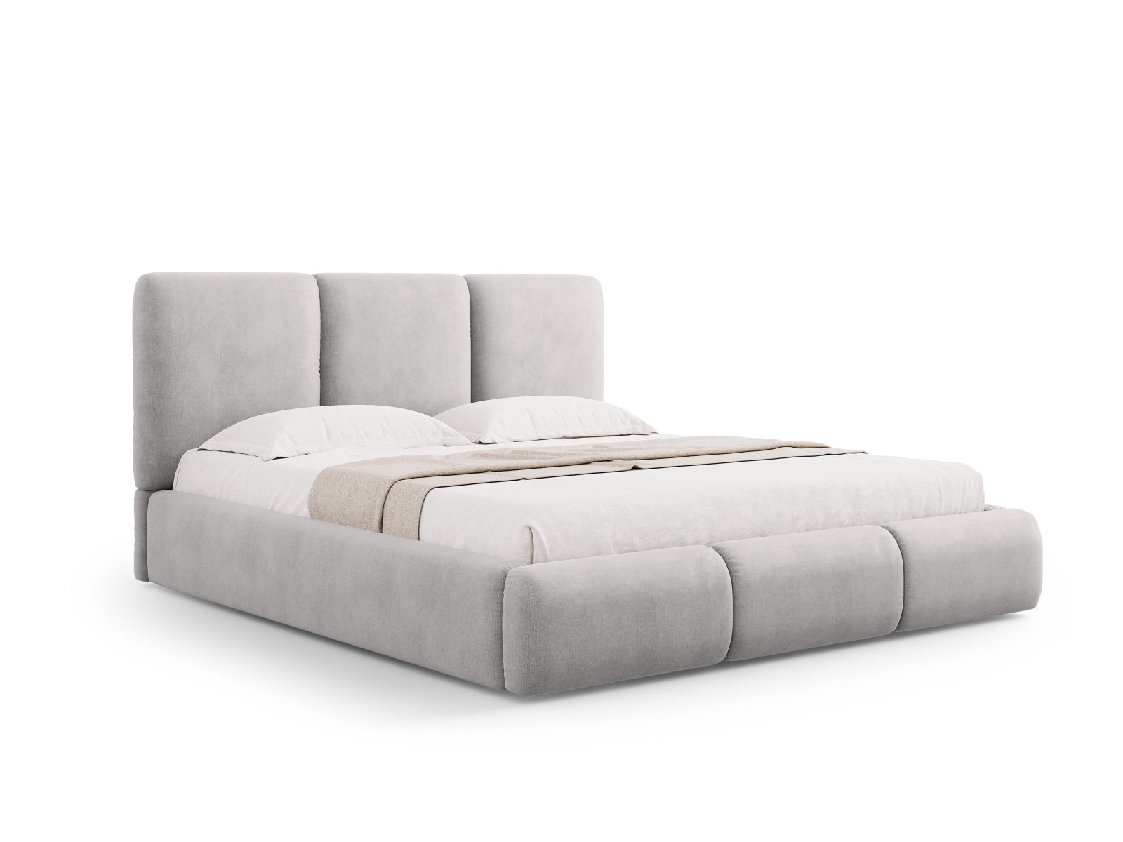 Nicolas Bett mit Stauraum und Headboard  in Light Grey präsentiert im Onlineshop von KAQTU Design AG. Bett ist von Cosmopolitan Design