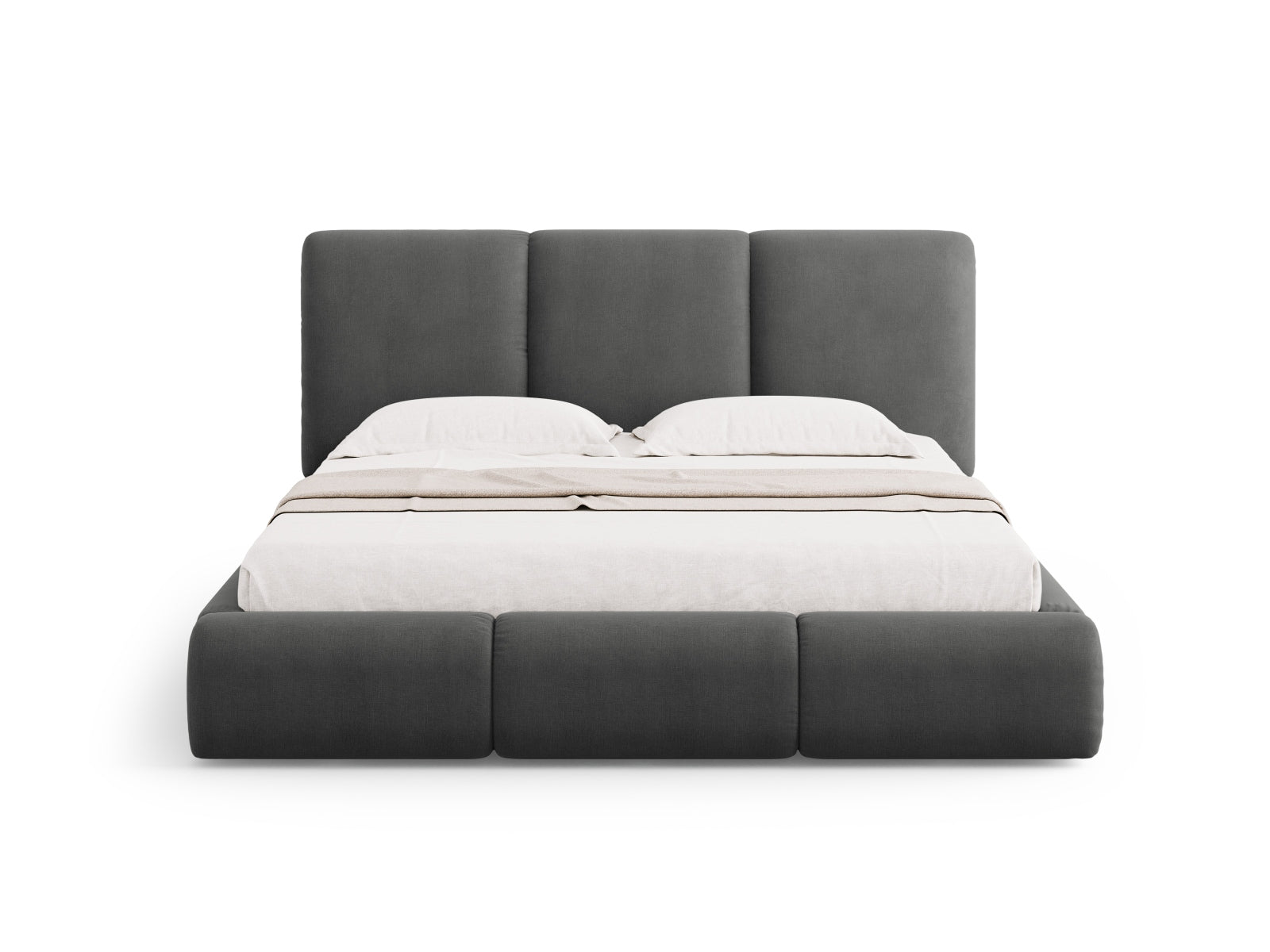 Nicolas Bett mit Stauraum und Headboard  in Dark Grey präsentiert im Onlineshop von KAQTU Design AG. Bett ist von Cosmopolitan Design