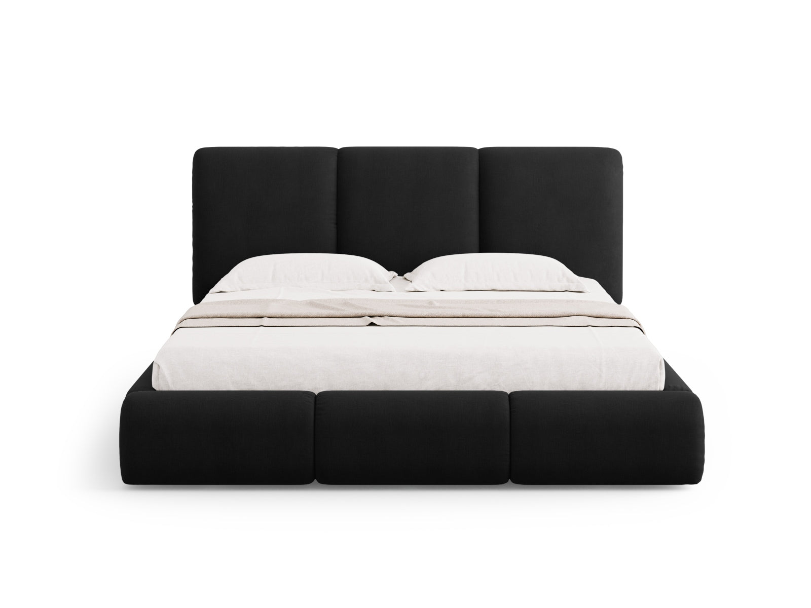 Nicolas Bett mit Stauraum und Headboard  in Black präsentiert im Onlineshop von KAQTU Design AG. Bett ist von Cosmopolitan Design