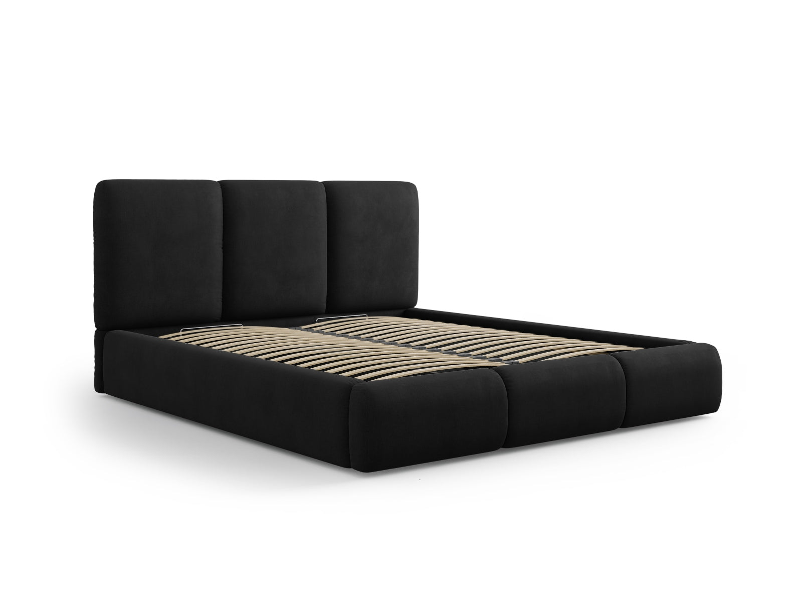 Nicolas Bett mit Stauraum und Headboard  in Black präsentiert im Onlineshop von KAQTU Design AG. Bett ist von Cosmopolitan Design