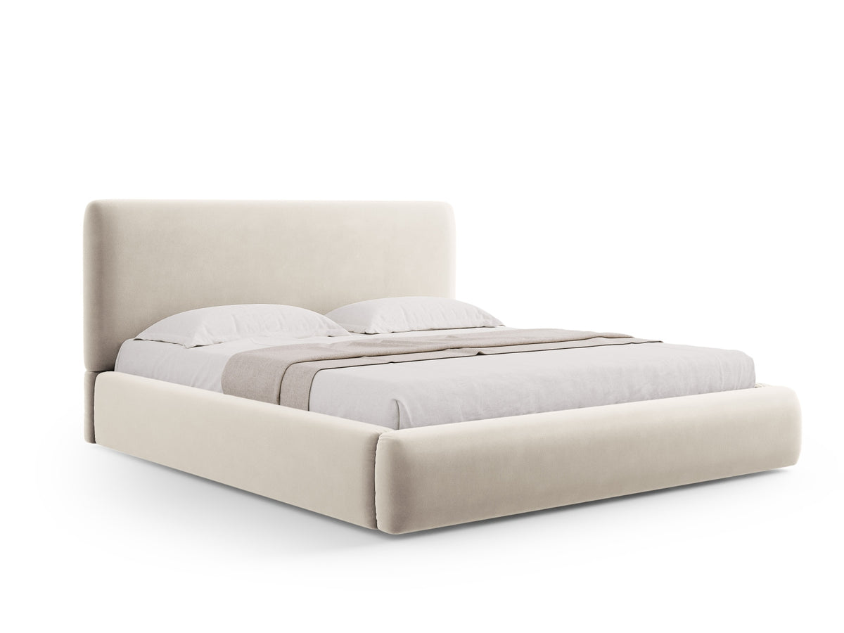 Colonel Bett mit Stauraum und Headboard 140cm in Light Beige-Riviera präsentiert im Onlineshop von KAQTU Design AG. Bett ist von Cosmopolitan Design