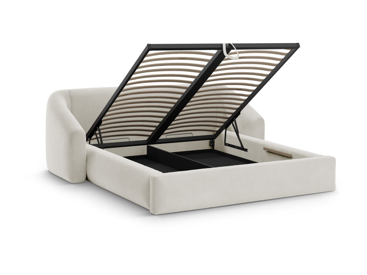 Campi Bett mit Stauraum und Headboard 140cm in Dark Beige-Bluvel präsentiert im Onlineshop von KAQTU Design AG. Bett ist von Cosmopolitan Design