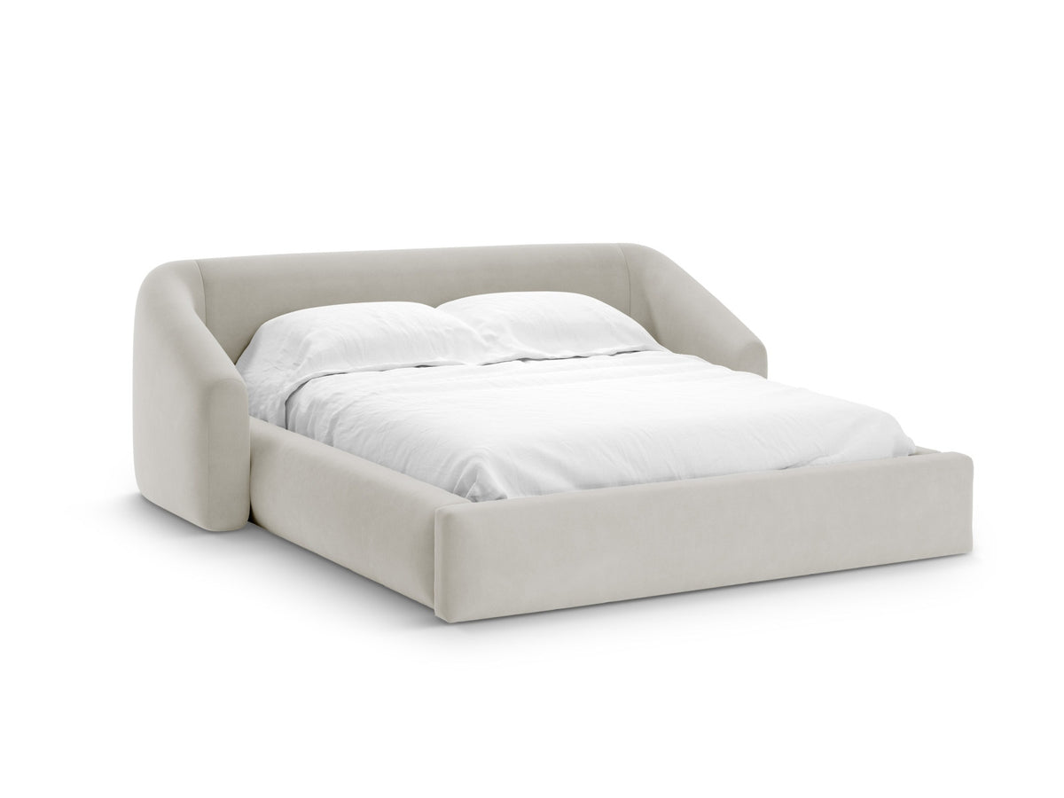 Campi Bett mit Stauraum und Headboard 140cm in Dark Beige-Bluvel präsentiert im Onlineshop von KAQTU Design AG. Bett ist von Cosmopolitan Design