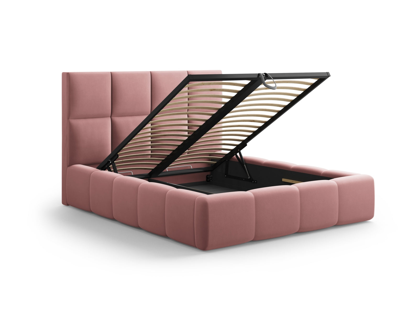 Elegantes Livigno Bett mit praktischem Stauraum und stilvollem Kopfteil, ideal für eine moderne Schlafzimmergestaltung.