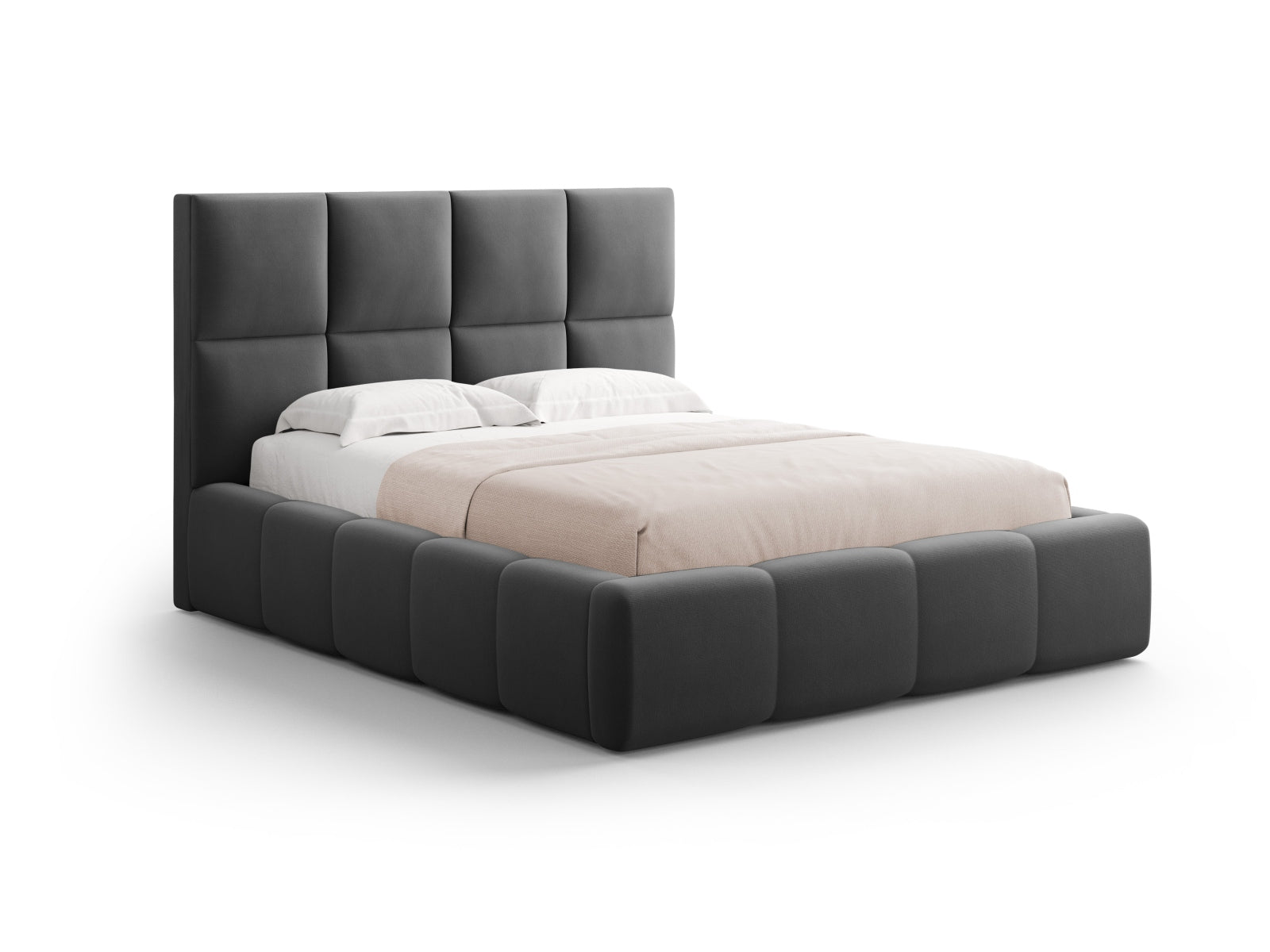 Livigno Bett mit Stauraum mit Kopfteil 140cm in Grey-Bluvel präsentiert im Onlineshop von KAQTU Design AG. Bett ist von Cosmopolitan Design