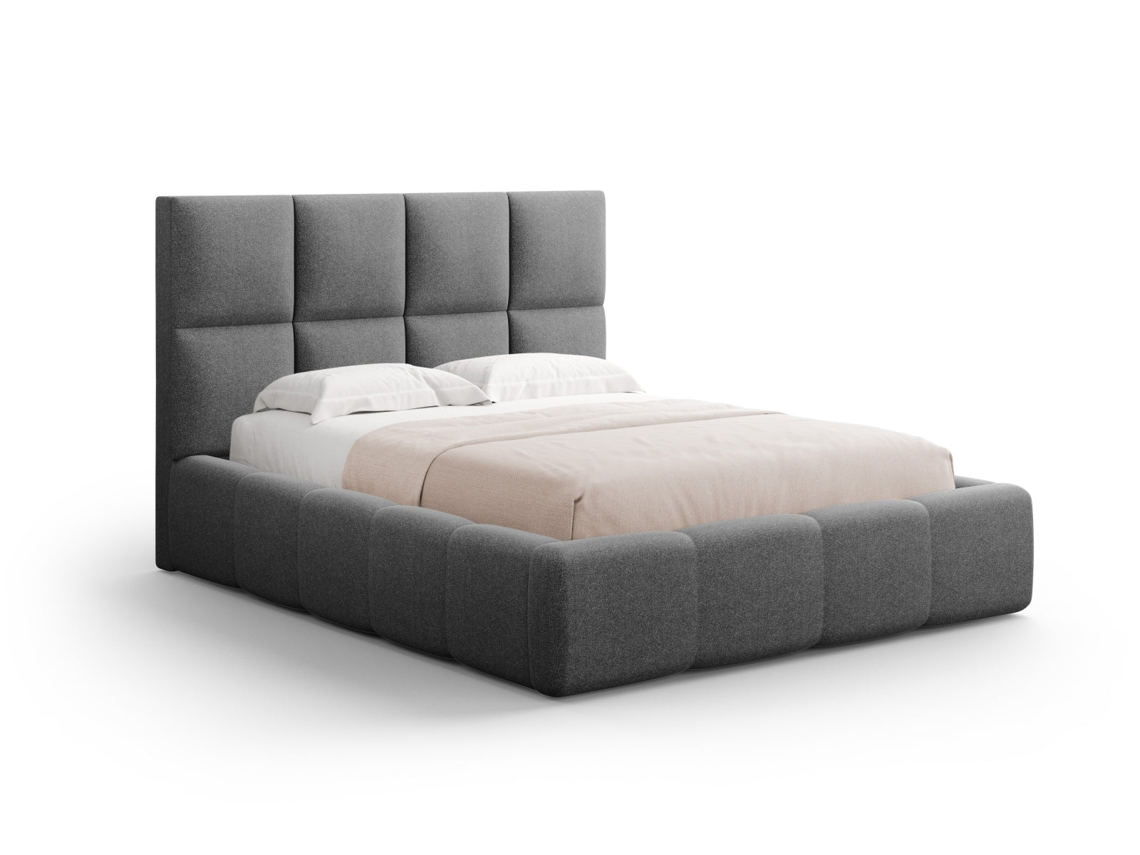 Modernes Livigno Bett mit 140 cm Breite, ausgestattet mit einem eleganten Kopfteil und cleverem Stauraum für optimale Raumnutzung.