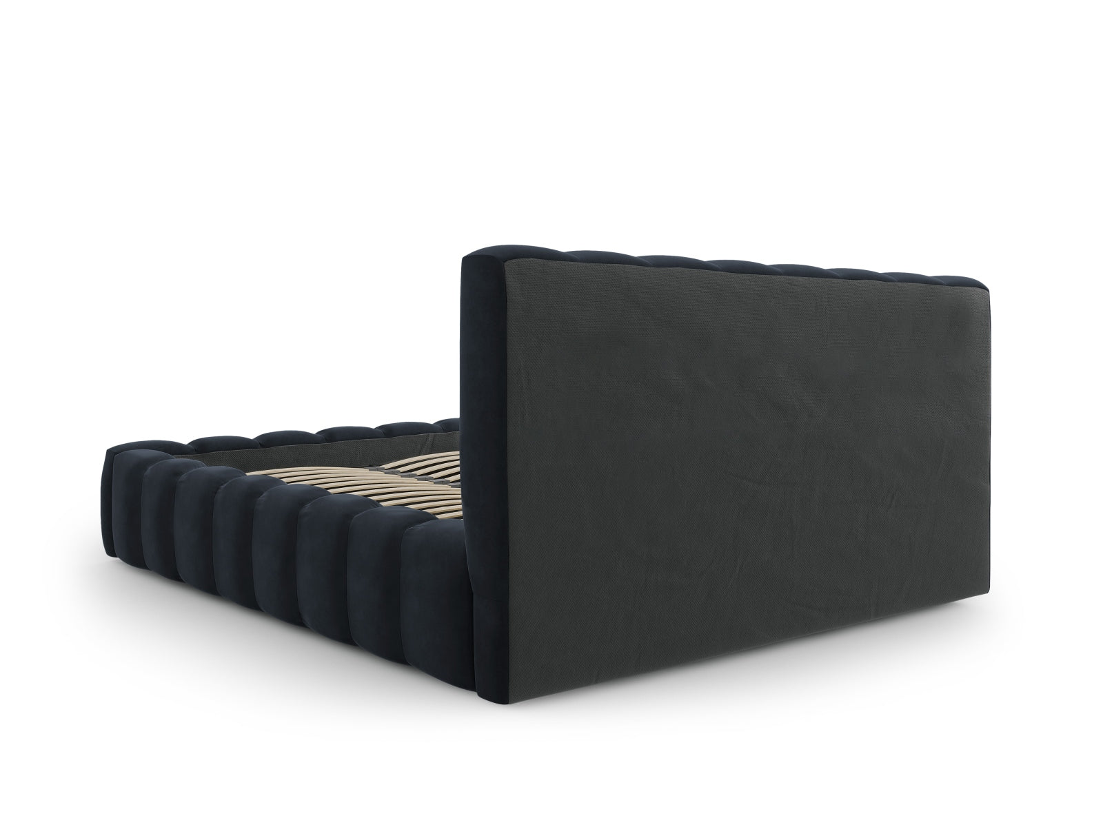 Elegantes Palma Bett in tiefem Blau, 160 cm, ausgestattet mit praktischem Stauraum und einem stilvollen Kopfteil für ein modernes Schlafzimmer.