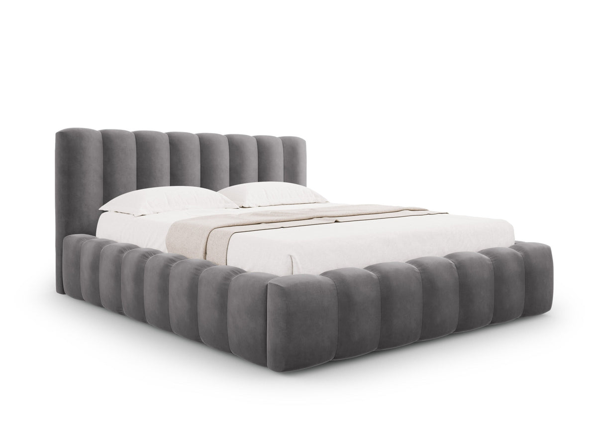 Palma Bett mit Stauraum mit Kopfteil 160cm in Grey-Bluvel präsentiert im Onlineshop von KAQTU Design AG. Bett ist von Cosmopolitan Design