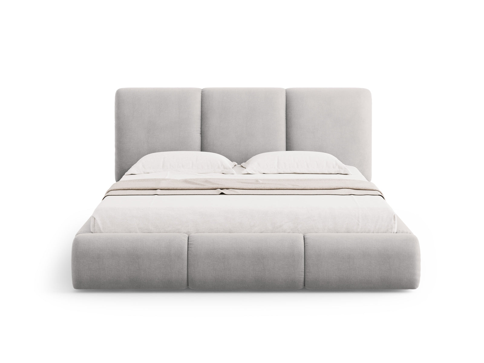 Nicolas Bett mit Stauraum und Headboard  in Light Grey präsentiert im Onlineshop von KAQTU Design AG. Bett ist von Cosmopolitan Design
