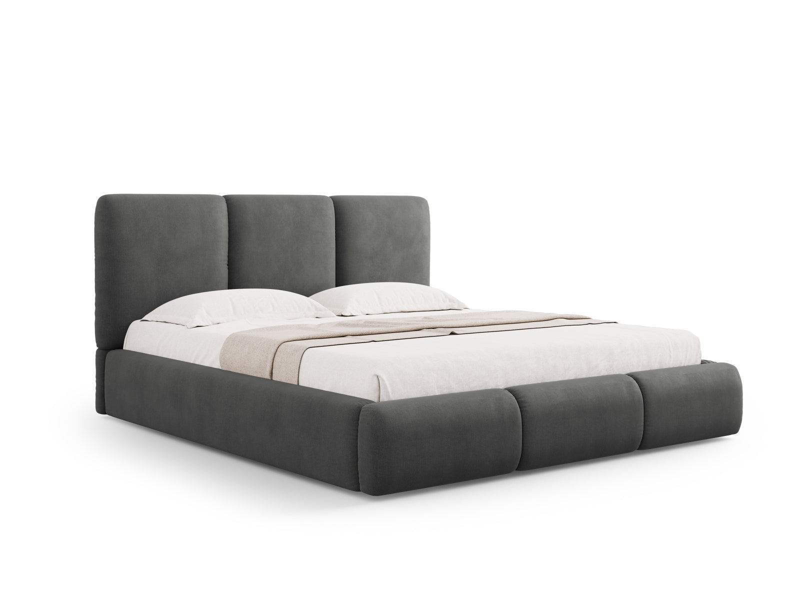 Nicolas Bett mit Stauraum und Headboard  in Dark Grey präsentiert im Onlineshop von KAQTU Design AG. Bett ist von Cosmopolitan Design