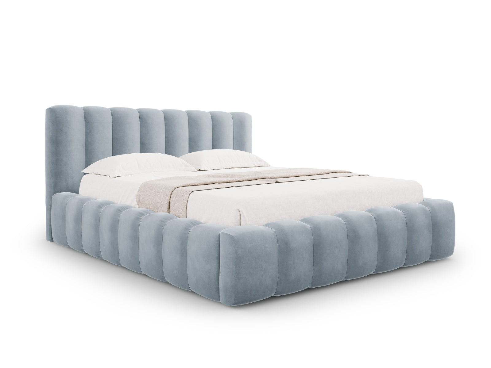 Palma Bett mit Stauraum mit Kopfteil 180cm in Light Blue-Bluvel präsentiert im Onlineshop von KAQTU Design AG. Bett ist von Cosmopolitan Design