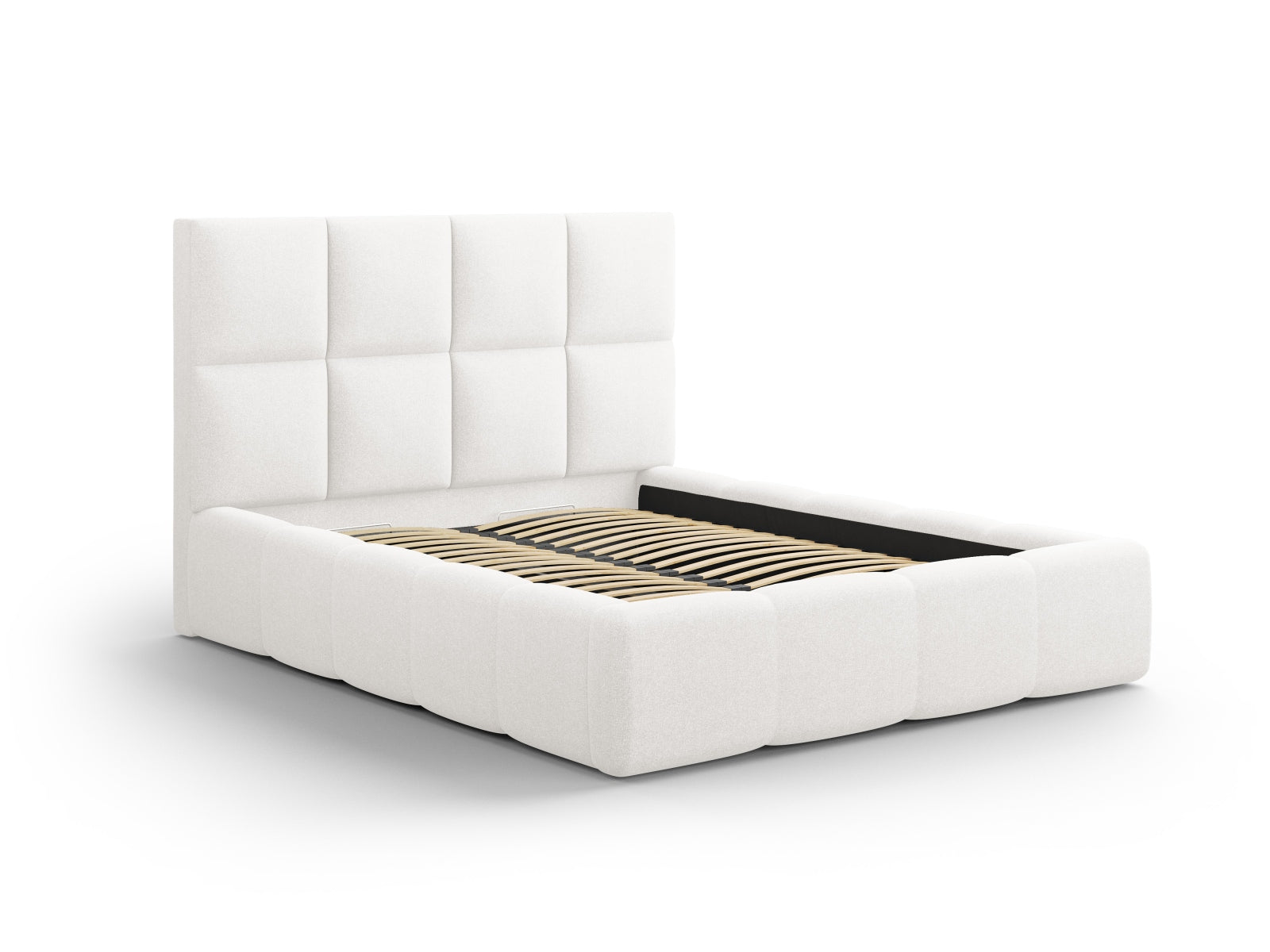 Elegantes Livigno Bett mit 180 cm Kopfteil und praktischem Stauraum, ideal für stilvolle Schlafzimmergestaltung.
