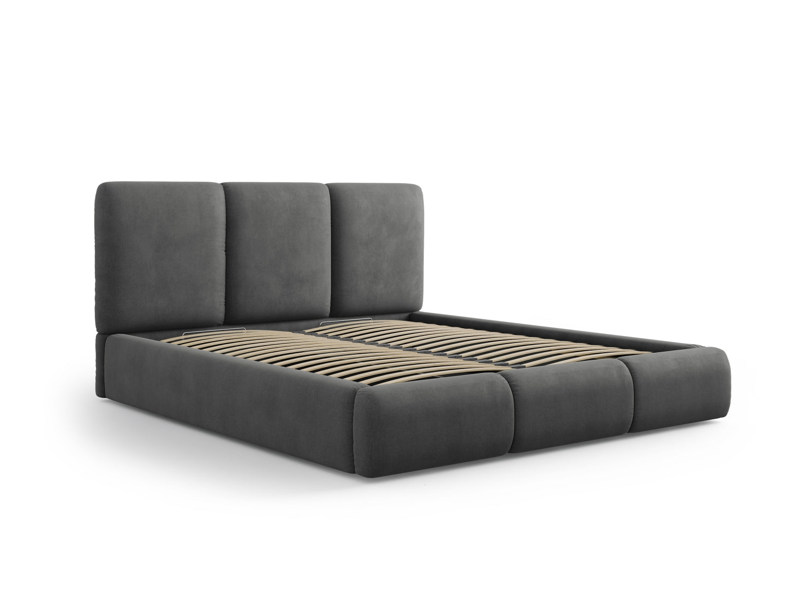 Nicolas Bett mit Stauraum und Headboard  in Dark Grey präsentiert im Onlineshop von KAQTU Design AG. Bett ist von Cosmopolitan Design